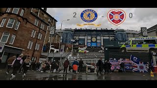 RANGERS vs HEARTS  Scottish Cup Semi FINAL  Driving along crowds around HAMPDEN PARK 21042024 [upl. by Ariana]