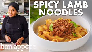 Zaynab Makes Slicked amp Spicy Lamb Noodles  From The Test Kitchen  Bon Appétit [upl. by Lyons]