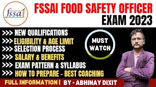 FSSAI Food Safety Officer Exam 2023  Full Information  FSSAI CFSO amp TO Syllabus Exam Preparation [upl. by Hendry]