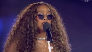 HER performs USA National Anthem at Olympics Closing Ceremony Paris 2024 [upl. by Peter]