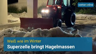 Superzelle bringt Hagelmassen in Oberbayern  Weiß wie im Winter [upl. by Sig278]