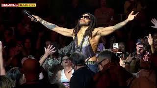 Lenny Kravitz Jumps into Crowd — and Shows Off His Fit Physique Us Entertainment News [upl. by Arykahs]