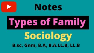 Notes l Types of Families in Sociology l Sociology for Ugc Net UPSC CSE and NTA l Legal Aid l [upl. by Cacia570]