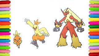 Pokemon Coloring Torchic Combusken and Blaziken [upl. by Leuqram]