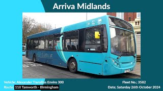 Arriva Midlands  Alexander TransBus Enviro 300  3582 CX58EVW [upl. by Euqenimod11]