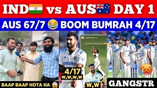 Boom Bumrah 417 Siraj 217 IND🇮🇳 vs AUS🇦🇺 Day 1 Stumps  Aus Software Updated  Pak Public Reaction [upl. by Jeanne]