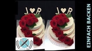 3stöckige Hochzeitstorte mit echten Rosen I Klassische Hochzeitstorte mit echten Blumen [upl. by An307]