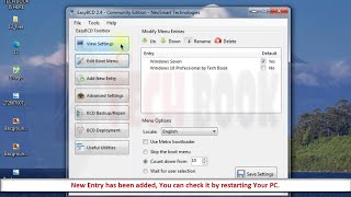 How to Recover Deleted Boot Entry in EasyBCD How to Add New Boot OS Entry in EasyBCD  Tech Book [upl. by Ikkiv]