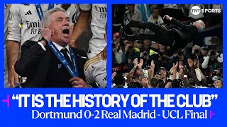 REACTION Carlo Ancelotti reacts after Real Madrid win the Champions League against Dortmund 🤍 [upl. by Dlared747]