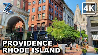 4K Walking in Providence Rhode Island with natural city sounds [upl. by Ehtyde738]