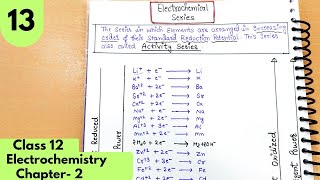 Electrochemical Series and its Application Standard Reduction potential Electrochemistry Class12 [upl. by Bertero581]