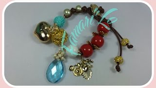 Pulsera con broche en cuero bisuteria [upl. by Goodman908]