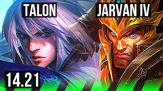 TALON vs JARVAN IV JGL  EUNE Challenger  1421 [upl. by Nitsur]