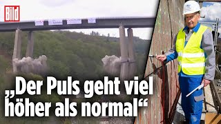 Sprengmeister Schneider glücklich Sprengung der A45Talbrücke Rahmede erfolgreich  Lüdenscheid [upl. by Glenna]