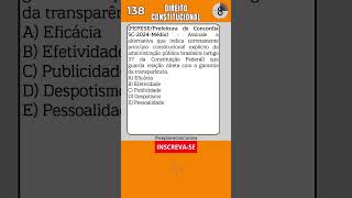 📝 138  QUESTÃO DE DIREITO CONSTITUCIONAL PARA CONCURSO shorts quiz concurso direito [upl. by Rosmarin]