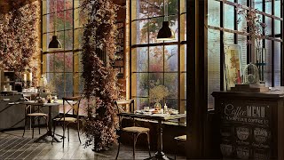 Fall Coffee Shop with Relaxing Jazz Music and Rain Sounds for Study Work Relaxation [upl. by Ogires922]