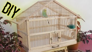 DIY HOMEMADE WOODEN BIRD CAGEBIRD CAGE BUILDING [upl. by Laikeze124]