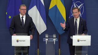 Interpreted to Finnish Press conference with Ulf Kristersson and Petteri Orpo [upl. by Aiki]