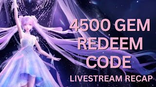 NEW 4500 GEMS REDEEM CODE ⭐ Shining Nikki Livestream Recap [upl. by Nunci]