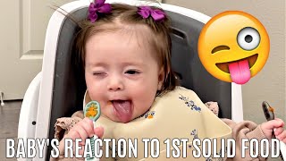 WERE BACK OUR BABY TRIES SOLID FOODS FOR THE FIRST TIME [upl. by Anelliw]