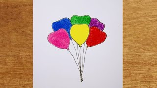 How to draw balloons step by stepeasy drawing [upl. by Sussna]