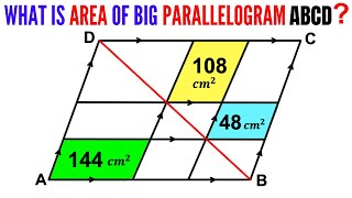 Can you solve the Logic Puzzle  Calculate the area of the big parallelogram ABCD  math maths [upl. by Farrand]