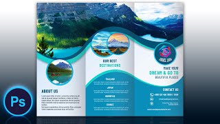 TriFold Brochure Design For Travel Agency In Photoshop CC  How To Design Brochure In Photoshop CC [upl. by Roxie]