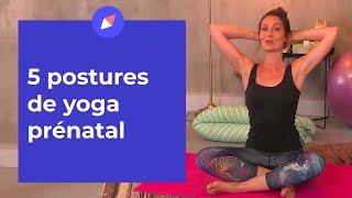 5 postures de yoga prénatal pour soulager les maux de la grossesse [upl. by Frederich748]