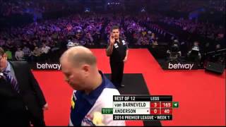 PDC Premier League of Darts 2014  Week 1  van Barneveld VS Anderson [upl. by Adnawed]