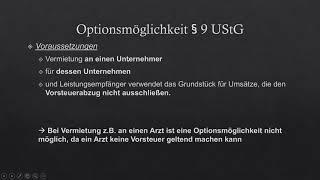 Steuerfreie Umsätze und Option § 9 [upl. by Enitsirt]