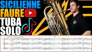 quotSiciliennequot Op 78 by Gabriel Fauré Tuba Solo Sheet Music Play Along [upl. by Akemaj]