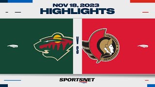 NHL Highlights  Wild vs Senators  November 18 2023  Global Series Sweden [upl. by Ettennahs]