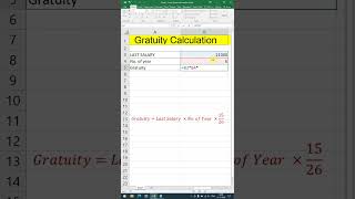 Gratuity Calculation 2024  how to calculate gratuity  excel shortsLexicon India Computer Training Institute [upl. by Bibby255]