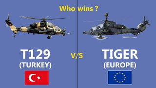 Comparison of Turkish T129 Vs European Tiger Helicopter Whats better [upl. by Aliekat]