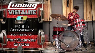 Ludwig VISTALITE 50th Anniversary Special Edition Drum Kit  Pattern quotAquot Red SparkleSmoke [upl. by Maurer]