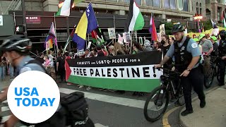 Antiwar protesters march ahead of DNC  USA TODAY [upl. by Artep70]