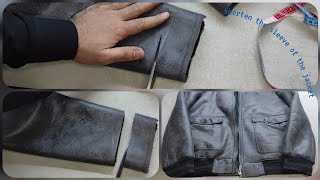 Shorten the sleeves of a thick leather jacket2021 qtstextile [upl. by Ynamad593]