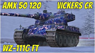 AMX 50 120 WZ111G FT amp Vickers CR ● WoT Blitz [upl. by Llenil532]