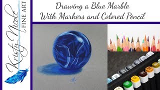 Drawing a Blue Marble with Marker and Colored Pencil [upl. by Sorilda521]