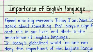 Speech on importance of english language for students  Importance of english language speech writin [upl. by Anirok]