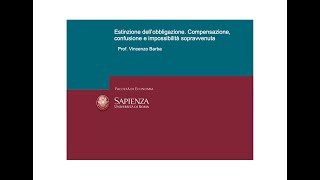 Lezioni di diritto privato E 09 Estinzione Obbligazione Compensazione confusione e impossibilità [upl. by Phia]