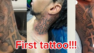 I GOT MY FIRST TATTOO…bad idea neck tattoo [upl. by Lamori]