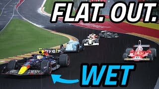 Which F1 ERAS Can Take EAU ROUGE FLAT OUT In The WET [upl. by Aerdnna]