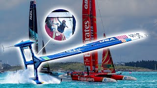 MASSIVE CAPSIZE  5 SAILORS OVERBOARD at Bermuda SailGP [upl. by Asirac]