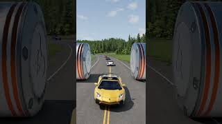 Super Cars vs 3 Giant Bollards Crash  BeamNGDrive [upl. by Remy]