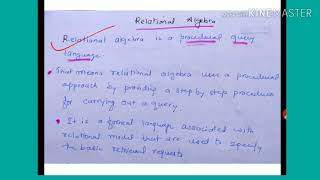 Relational Algebra  lecture72DBMS [upl. by Carlotta]