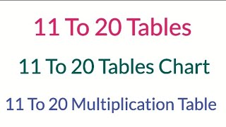 11 To 20 Tables  Tables of 11 To 20  11 To 20 Times Table  11 To 20 Tables  11to20tables maths [upl. by Belita]