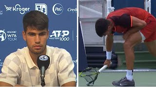 Carlos Alcarazs damning 13word verdict after destroying racket in Cincinnati Open loss [upl. by Fornof]