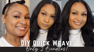 How toDIY Natural Quick Weave on Fine HairThin EdgesEasy Protective Style FtCURLSQUEEN [upl. by Frank860]