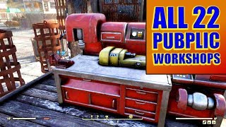 FALLOUT 76  All 22 Public Workshop Locations  Unlimited Free Resources [upl. by Odrarej]